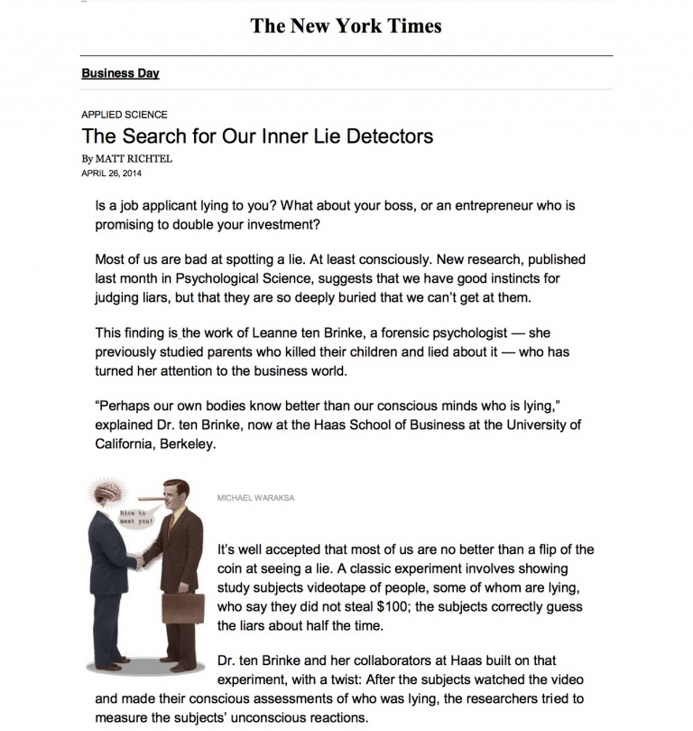 The New York Times: Applied Science - Judith Orloff MD
