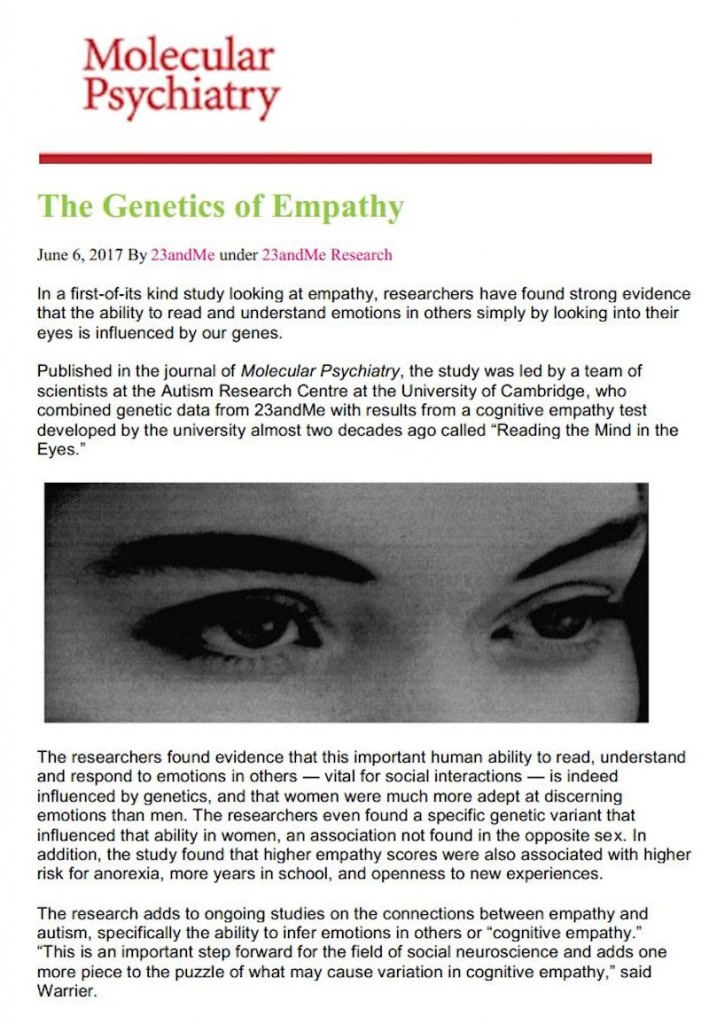 The Journal of Molecular Psychiatry: The Genetics of Empathy - Judith ...