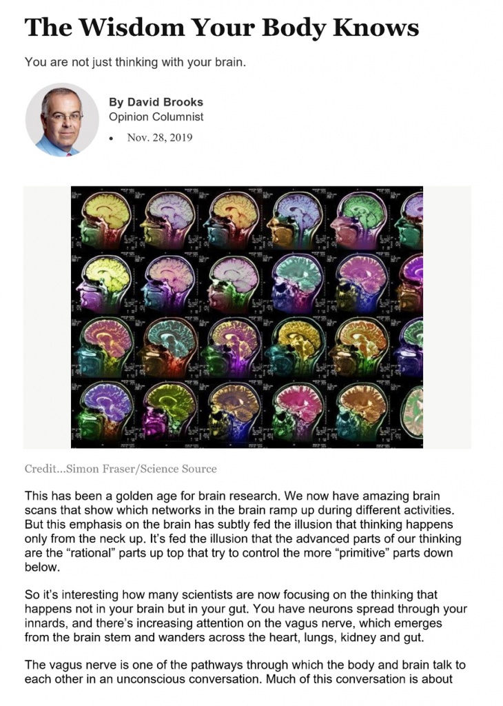 The New York Times: The Wisdom Your Body Knows - Judith Orloff MD